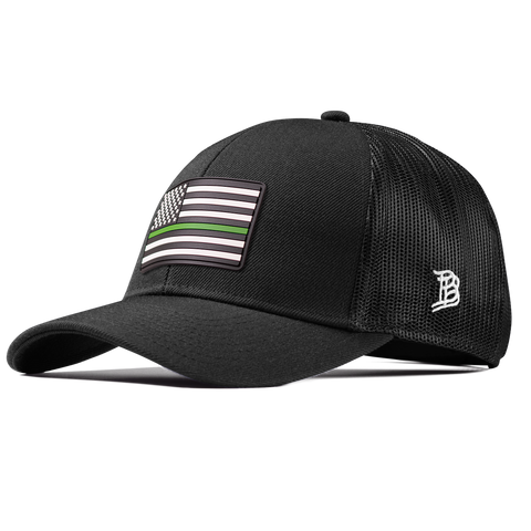 Thin Green Line PVC Stretch Snapback Trucker Black