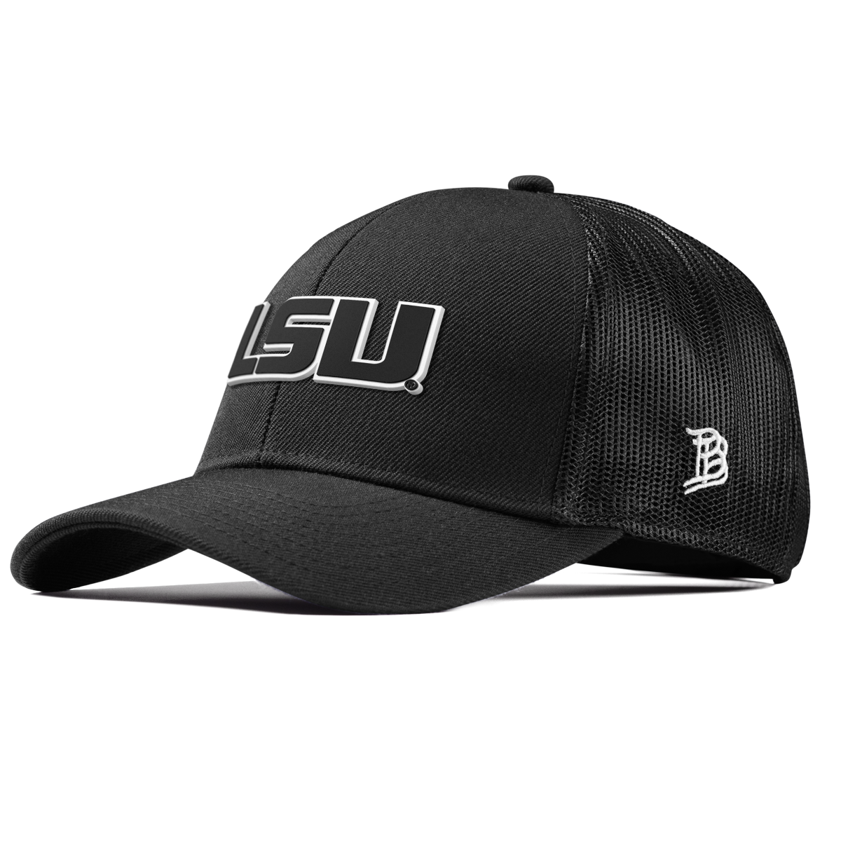 Louisiana State University "Vintage LSU Block" Curved Stretch Trucker Black