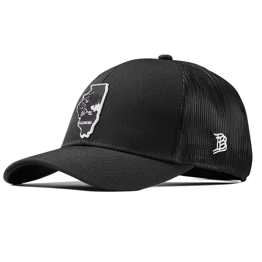 Illinois Vintage Stretch Snapback Trucker Black