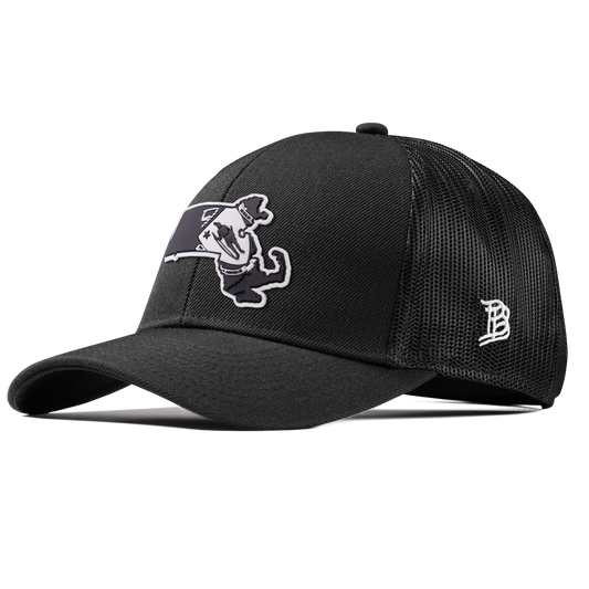 Massachusetts Vintage Stretch Snapback Trucker Black