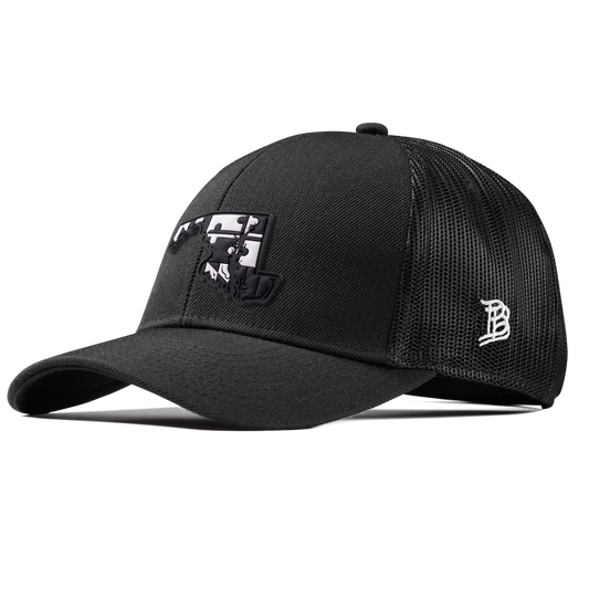 Maryland Vintage Stretch Snapback Trucker Black