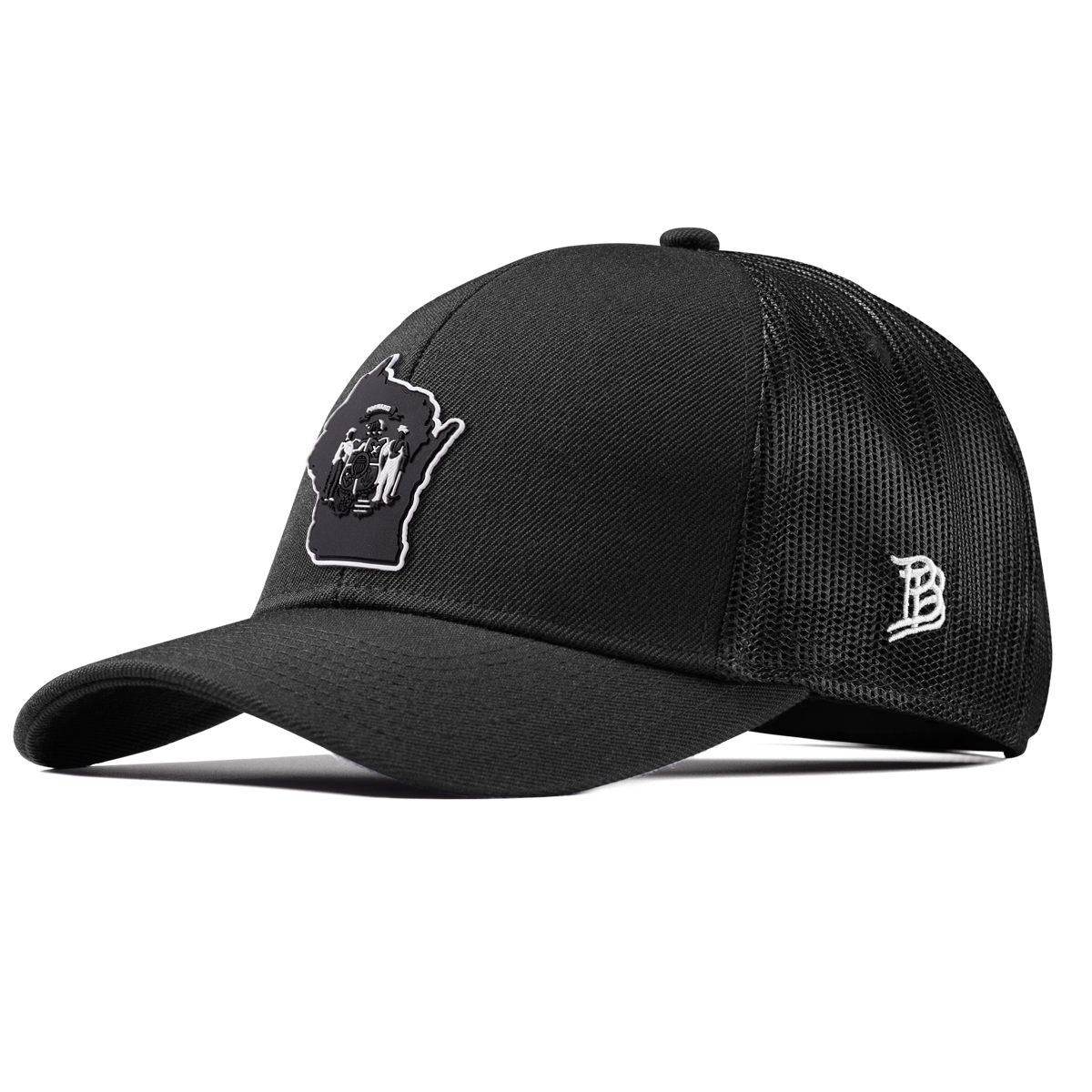 Wisconsin Vintage Stretch Snapback Trucker Black