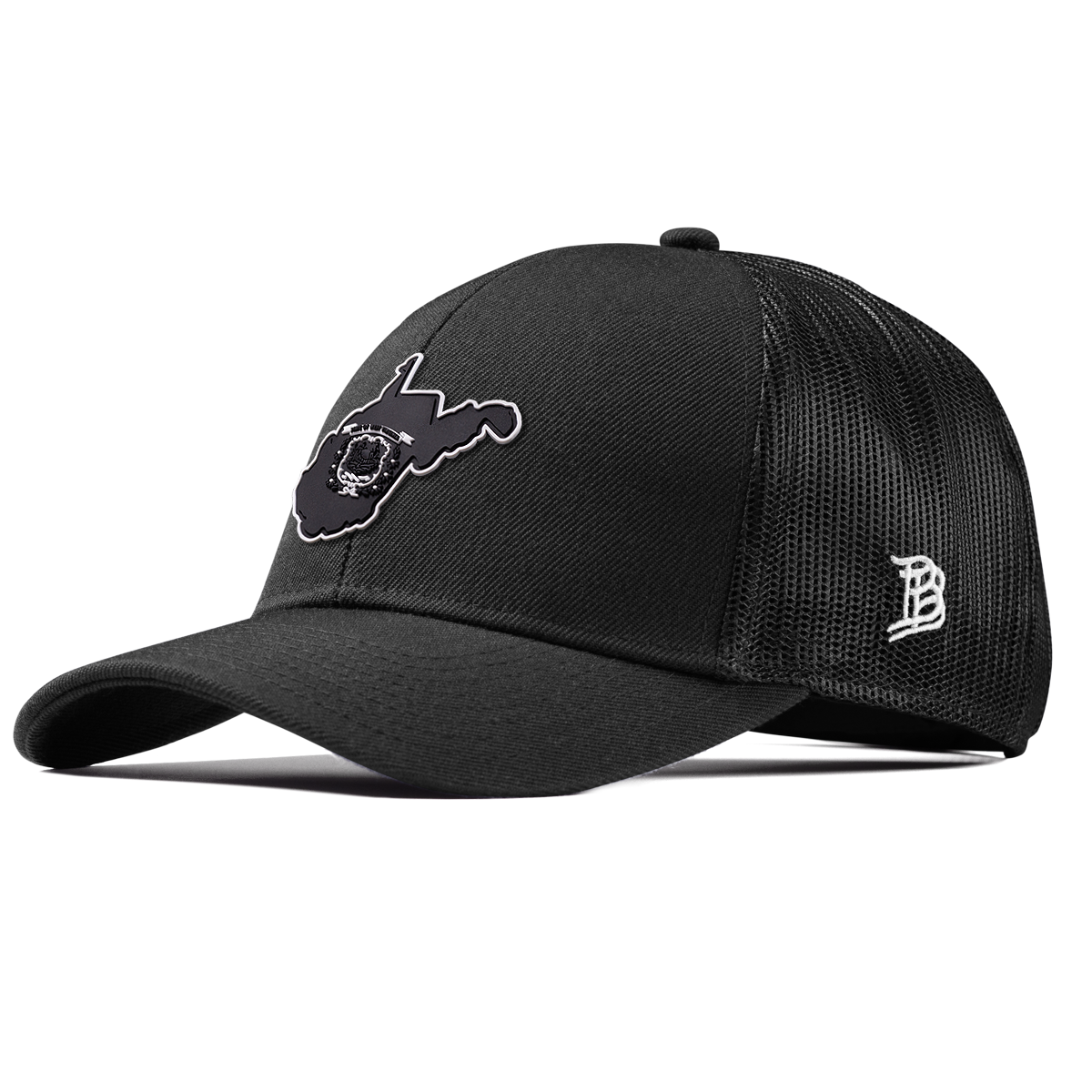 West Virginia Vintage Stretch Snapback Trucker Black
