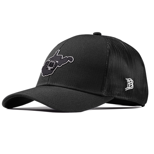 West Virginia Vintage Stretch Snapback Trucker Black