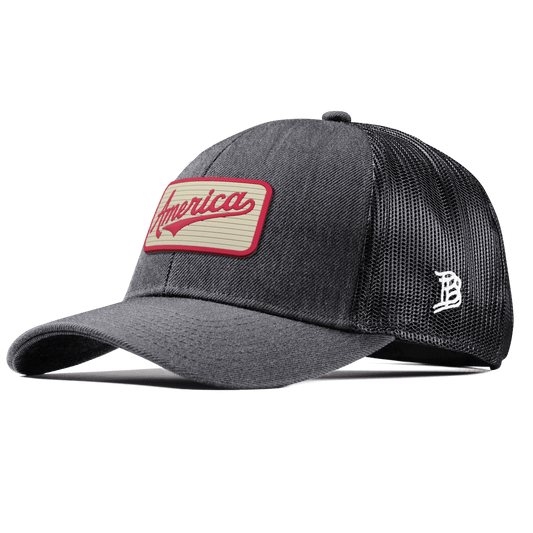America Badge Curved Stretch Trucker Charcoal