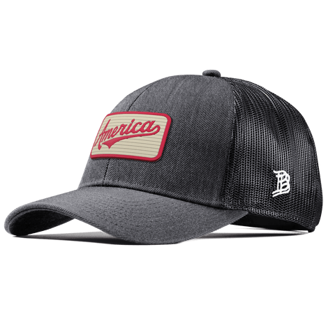 America Badge Curved Stretch Trucker Charcoal