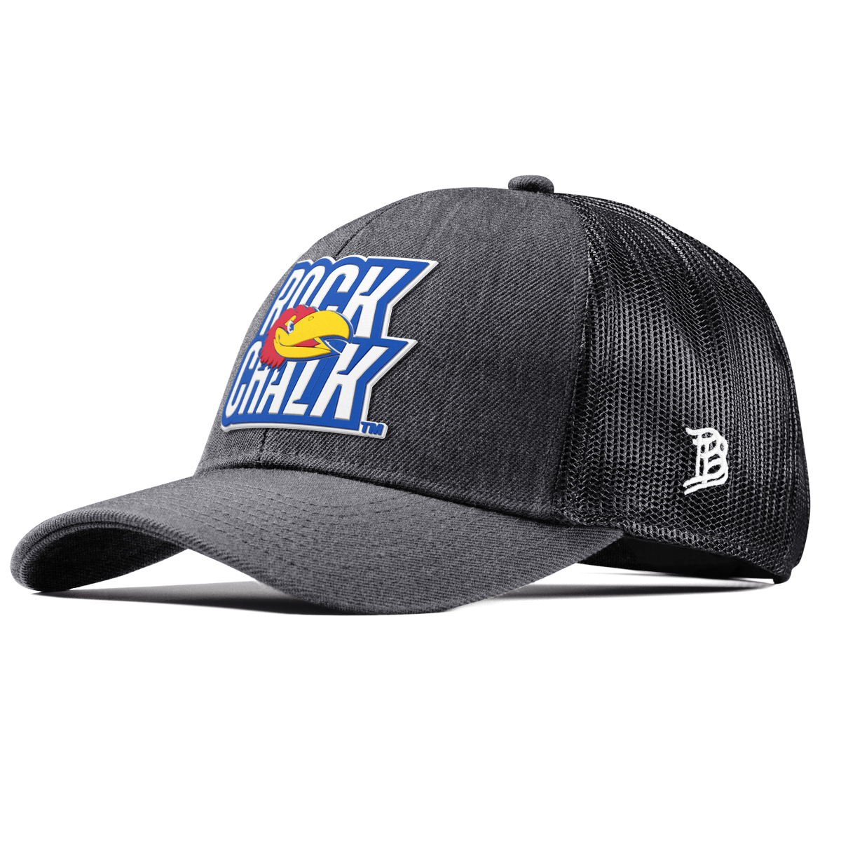 University of Kansas "Kansas Rock Chalk Block" Curved Stretch Trucker Charcoal