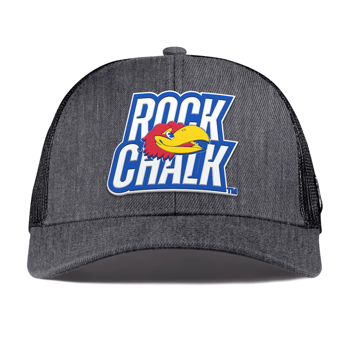 University of Kansas "Kansas Rock Chalk Block" Curved Stretch Trucker Charcoal