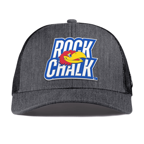 University of Kansas "Kansas Rock Chalk Block" Curved Stretch Trucker Charcoal
