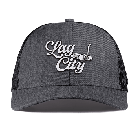 Lag City Script Curved Stretch Trucker Charcoal