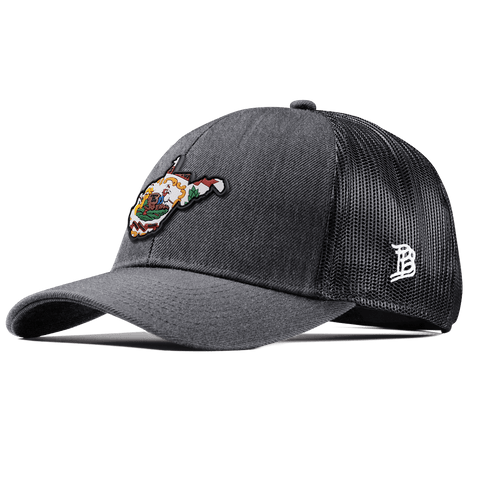 West Virginia 35 PVC Stretch Snapback Trucker Charcoal