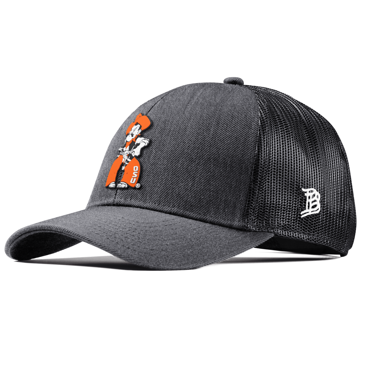 Oklahoma State University "Pistol Pete Quickdraw" Curved Stretch Trucker Charcoal