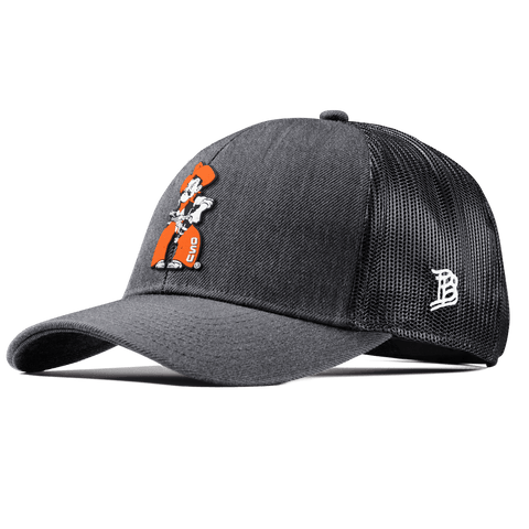 Oklahoma State University "Pistol Pete Quickdraw" Curved Stretch Trucker Charcoal