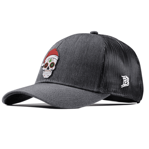 Santa Skull PVC Stretch Snapback Trucker Charcoal