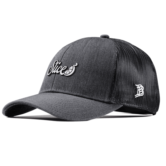 Sliced Script Curved Stretch Trucker Charcoal
