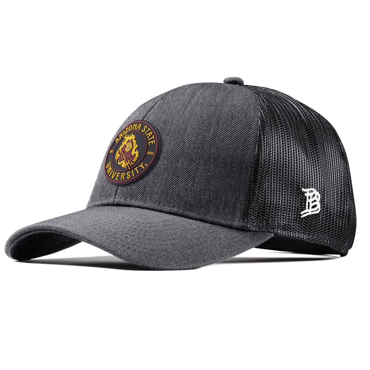 Arizona State University "Sparky's Legacy Dark" Stretch Snapback Trucker Charcoal Camo