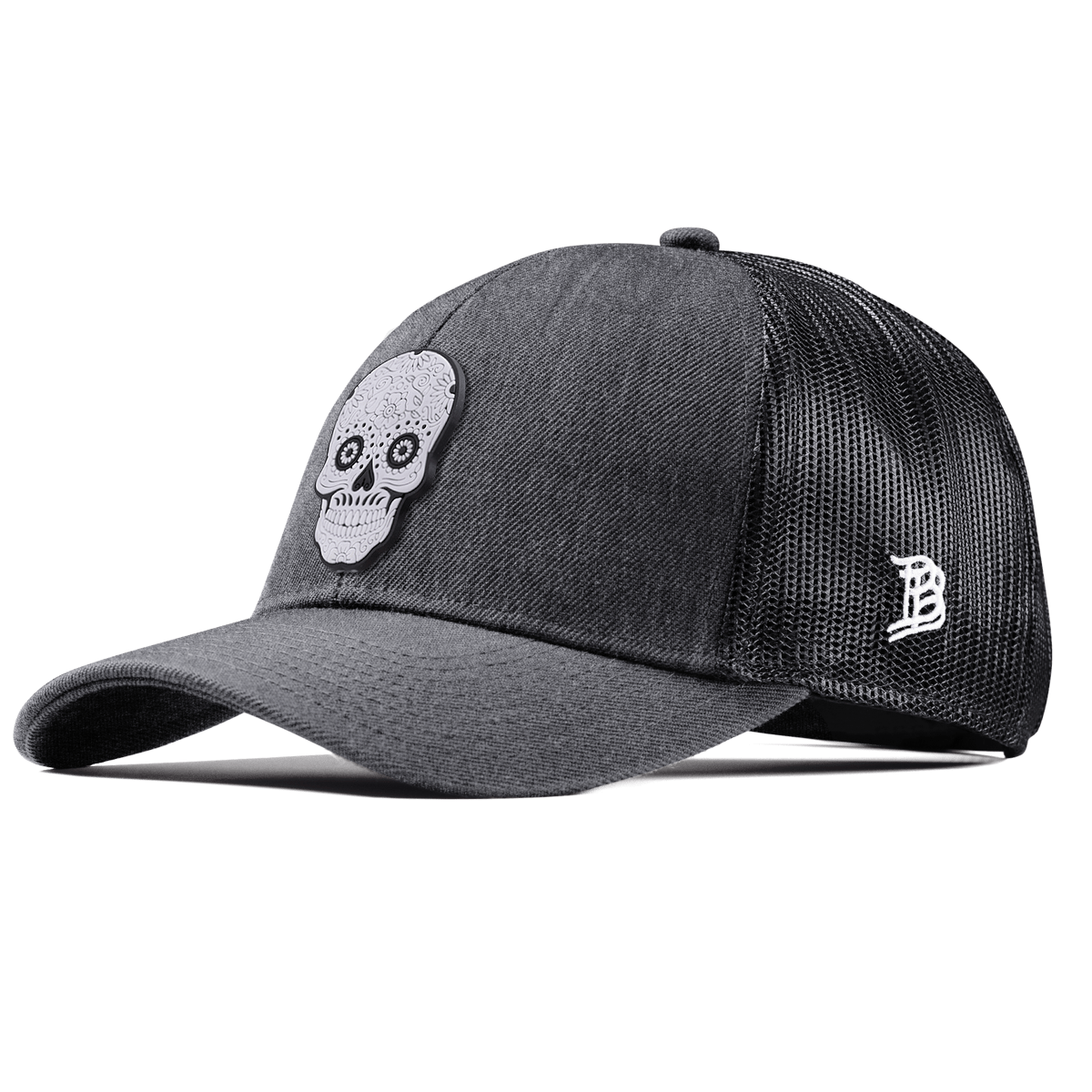 Sugar Skull PVC Stretch Snapback Trucker Charcoal