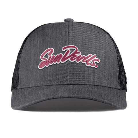Arizona State University "Sun Devils Script" Curved Stretch Trucker Charcoal