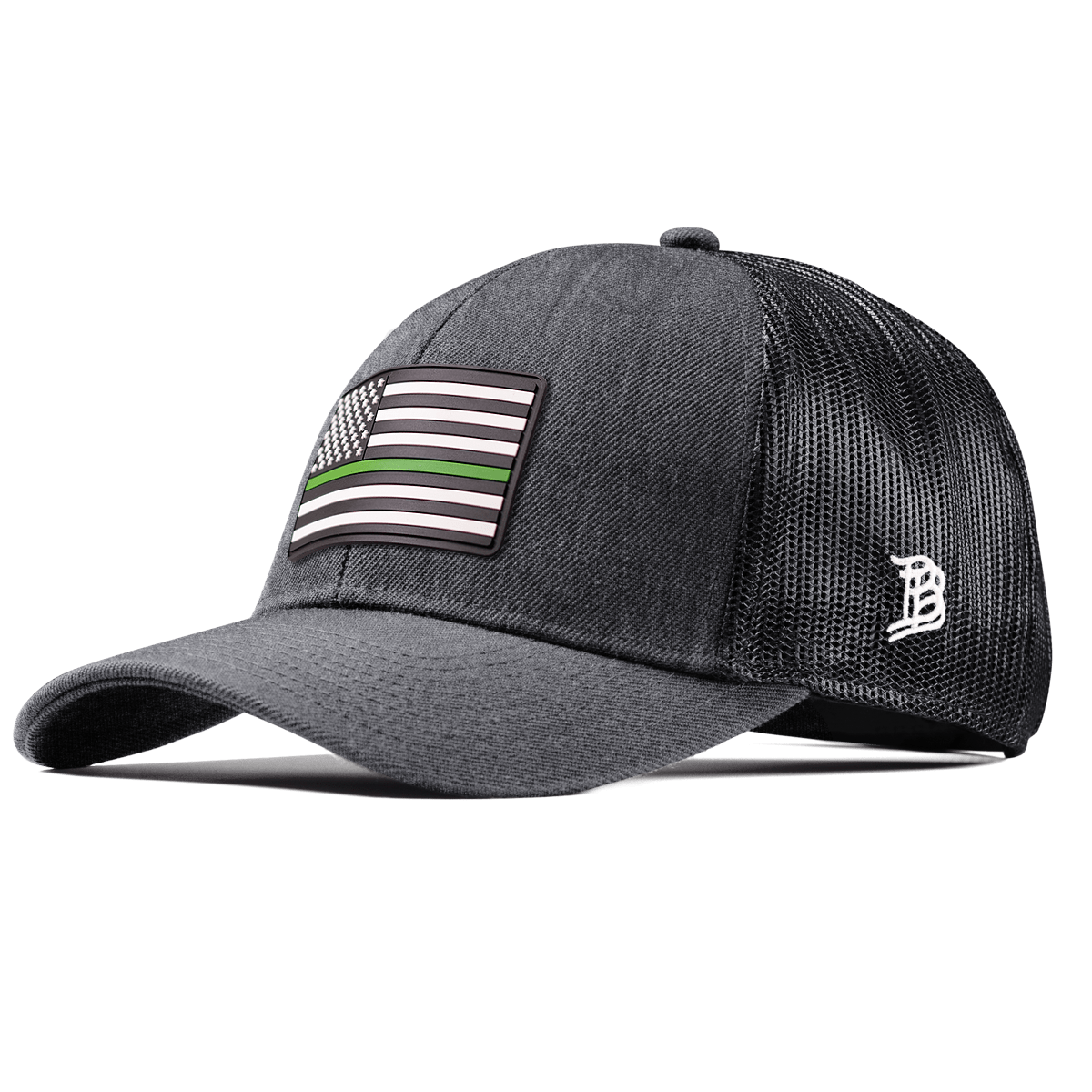 Thin Green Line PVC Stretch Snapback Trucker Charcoal