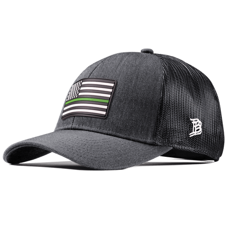 Thin Green Line PVC Stretch Snapback Trucker Charcoal