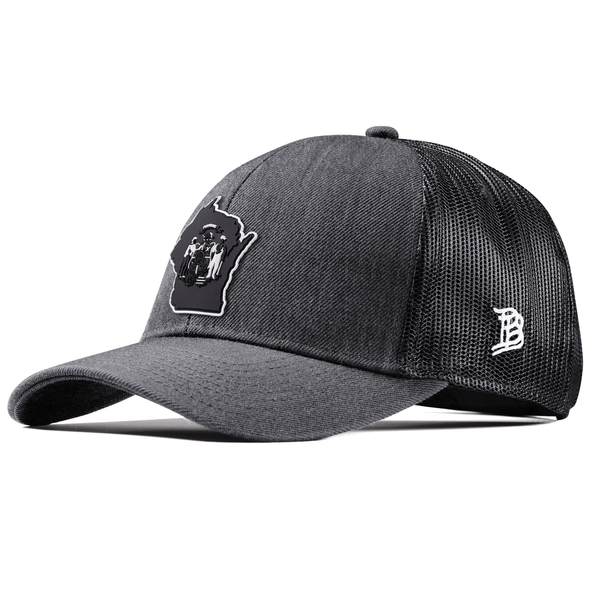 Wisconsin Vintage Stretch Snapback Trucker Charcoal