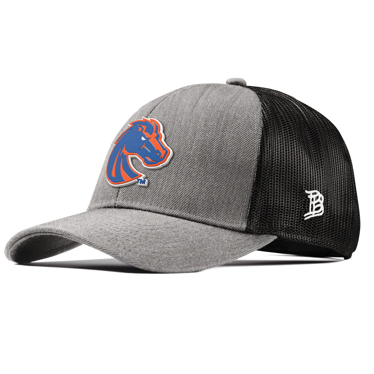 Boise State University "Boise State Broncos Orange" Curved Stretch Trucker Heather Gray