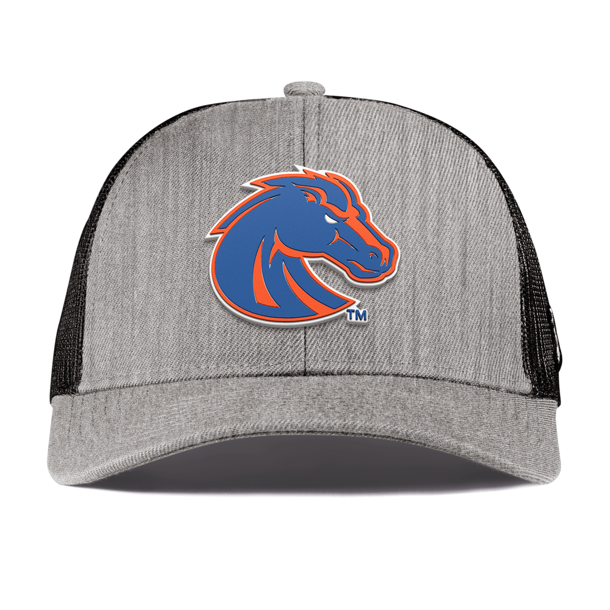 Boise State University "Boise State Broncos Orange" Curved Stretch Trucker Heather Gray
