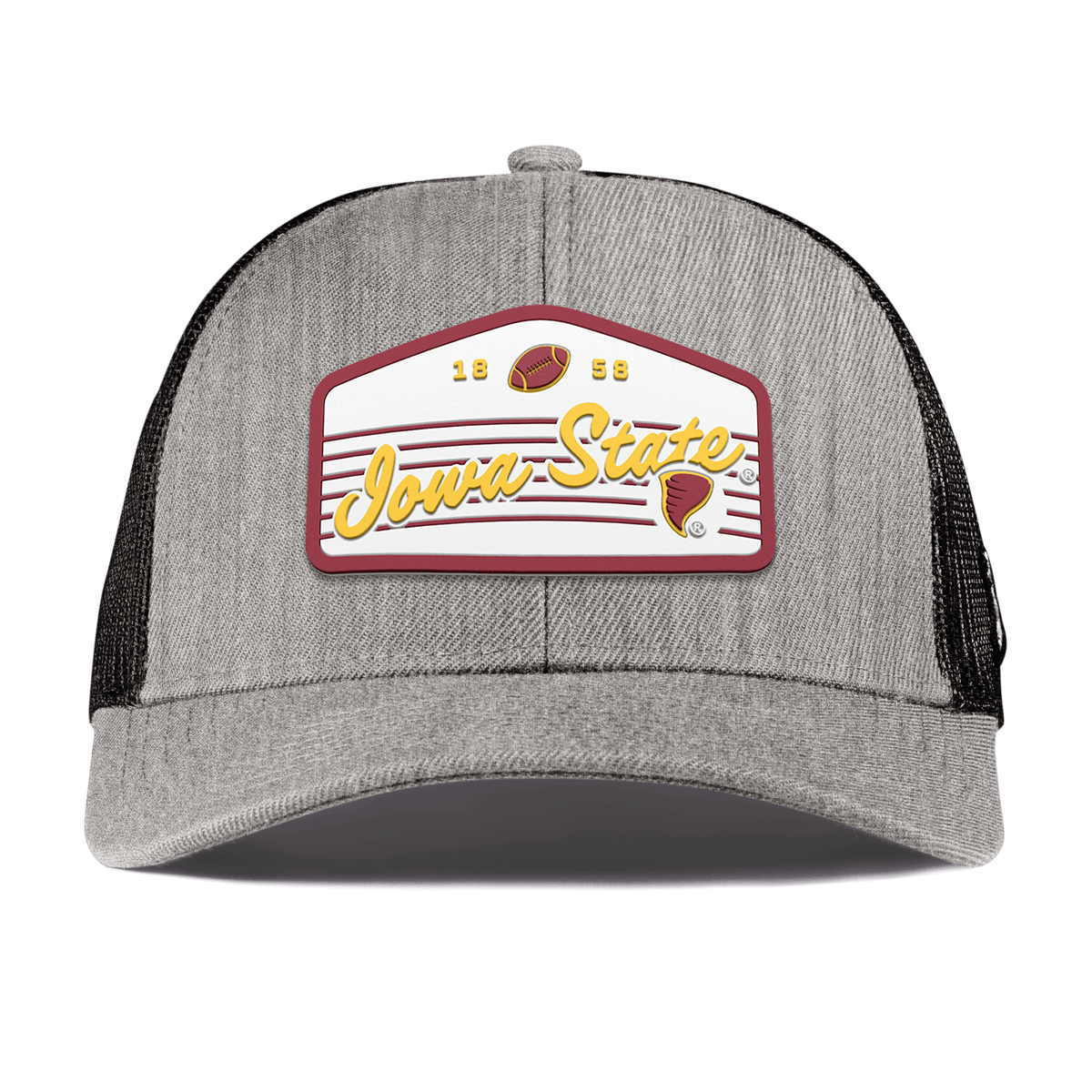 Iowa State University "Cyclones Football" Curved Stretch Trucker Heather Gray