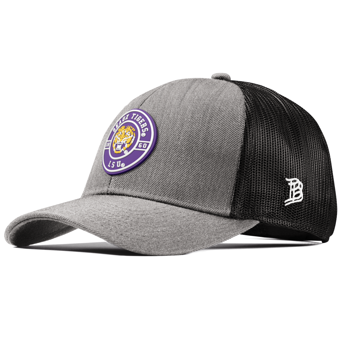 Louisiana State University "Geaux LSU Tigers" Curved Stretch Trucker Heather Gray