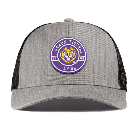 Louisiana State University "Geaux LSU Tigers" Curved Stretch Trucker Heather Gray