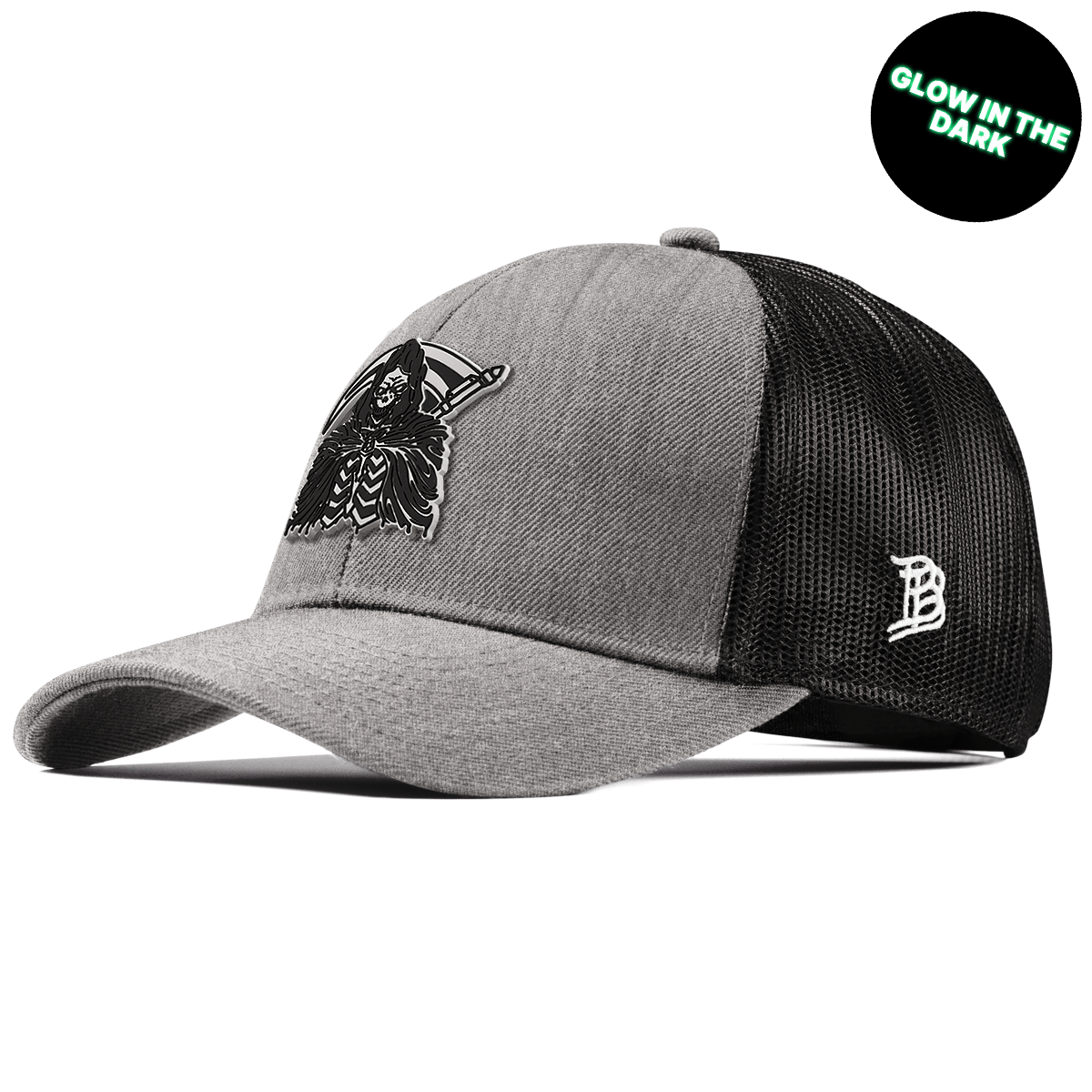Grim Reaper Glow Stretch Snapback Trucker Heather Gray