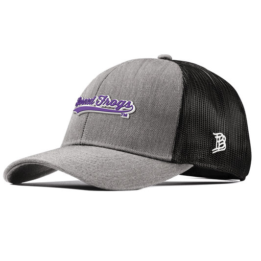 Texas Christian University "TCU Horned Frogs Scripts" Curved Stretch Trucker Heather Gray