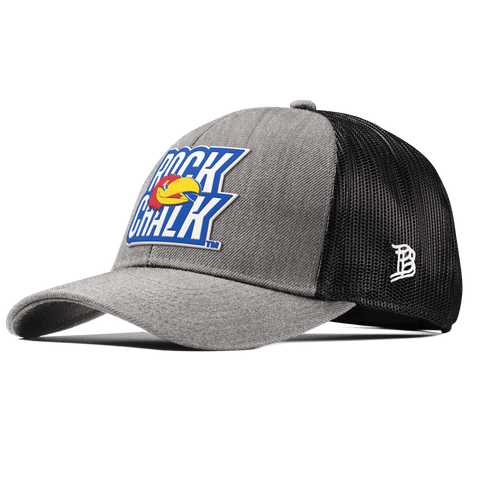 University of Kansas "Kansas Rock Chalk Block" Curved Stretch Trucker Heather Gray