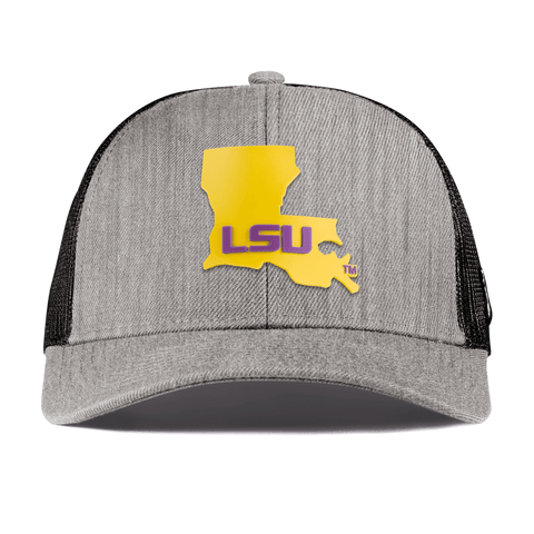 Louisiana State University "LSU Gold State" Curved Stretch Trucker Heather Gray