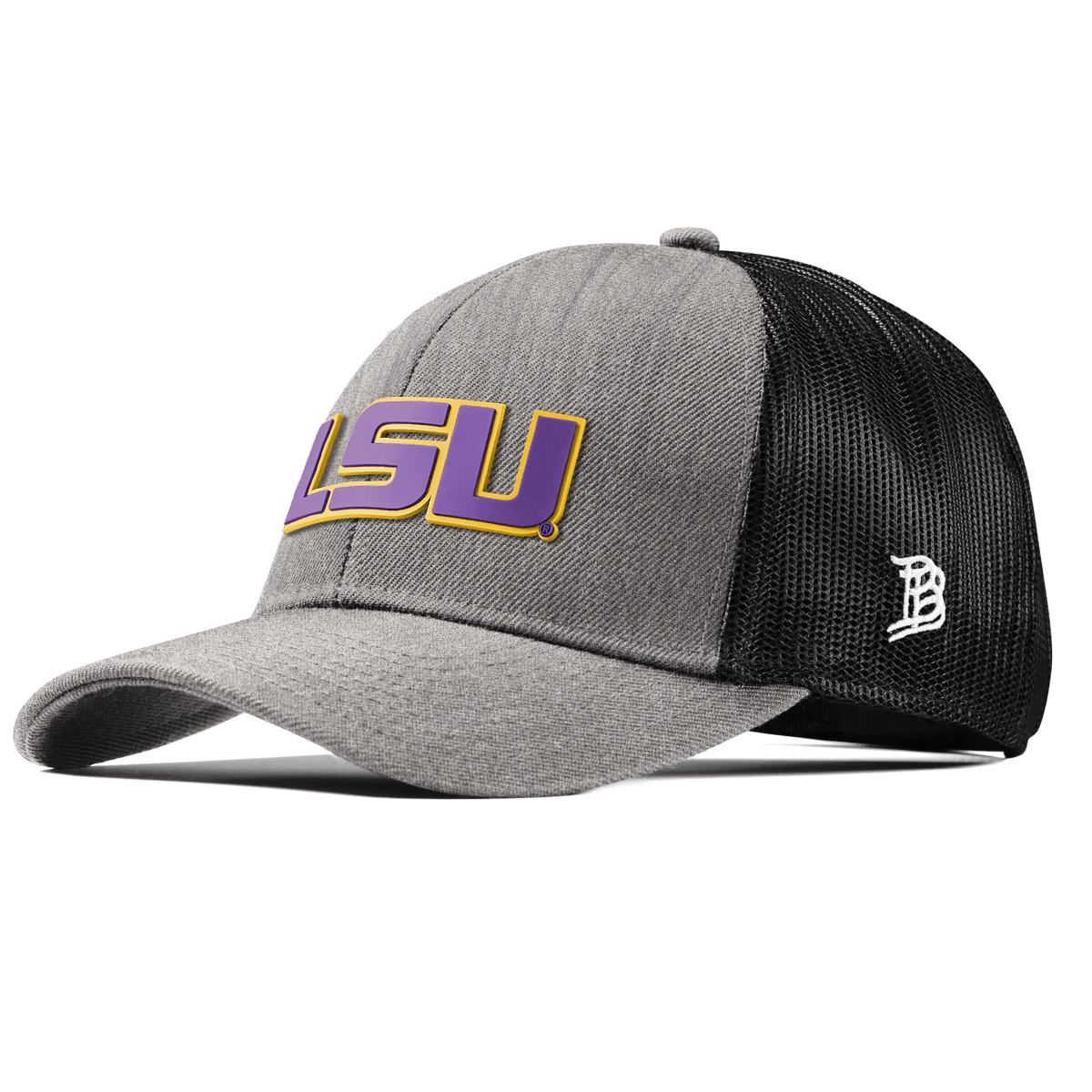 Louisiana State University "LSU Block" Stretch Snapback Trucker Heather Gray