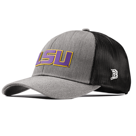 Louisiana State University "LSU Block" Stretch Snapback Trucker Heather Gray