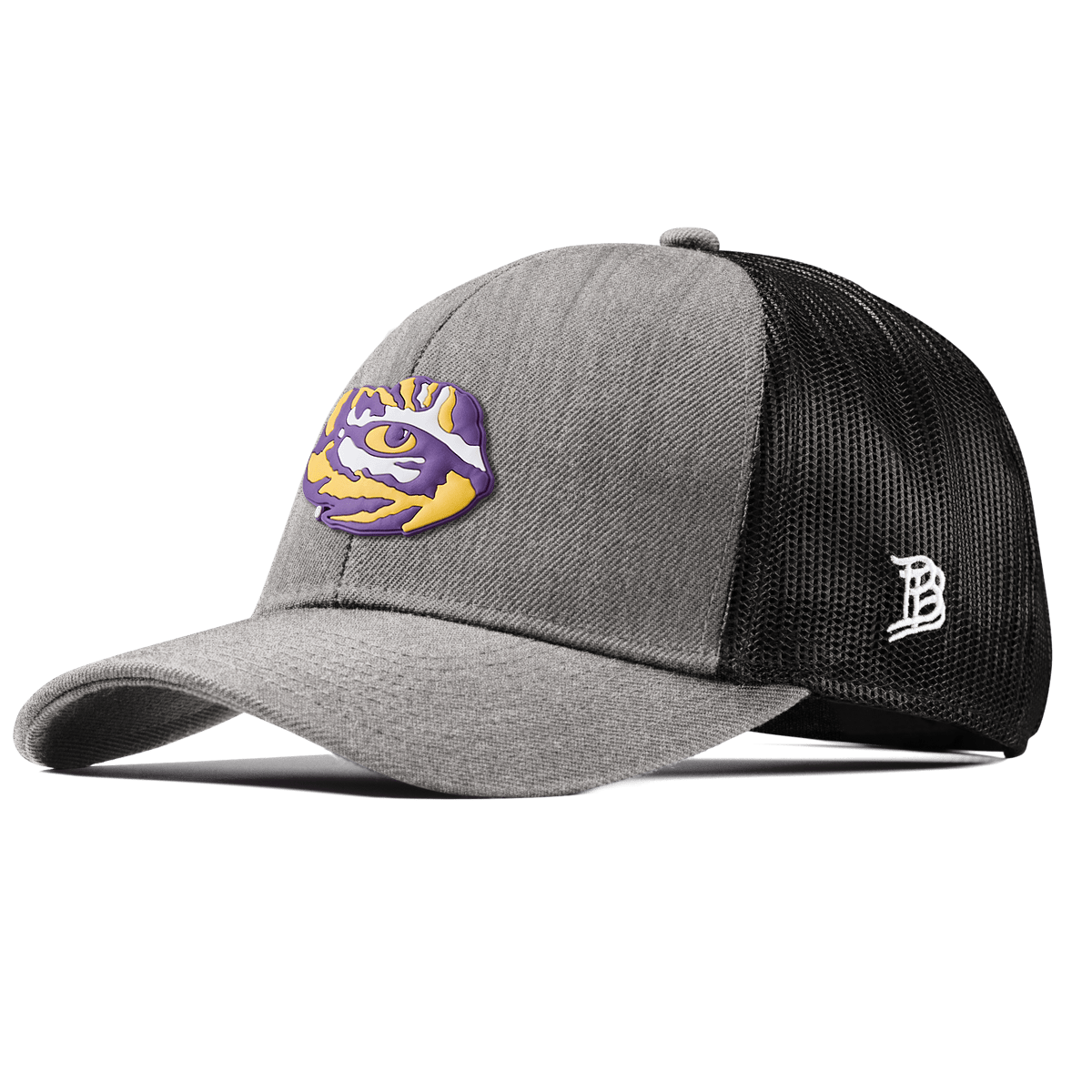 Louisiana State University "LSU Tiger Team Logo" Stretch Snapback Trucker Heather Gray