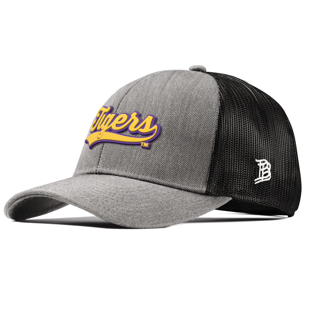 Louisiana State University "LSU Tigers Script" Curved Stretch Trucker Heather Gray