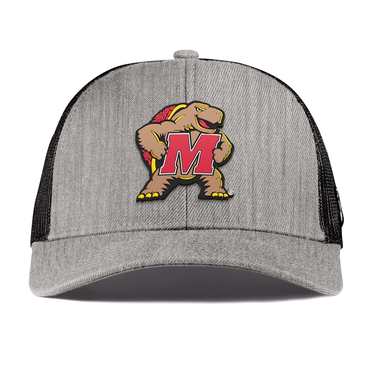 University of Maryland "Maryland Terrapin Team Logo" Curved Stretch Trucker Heather Gray