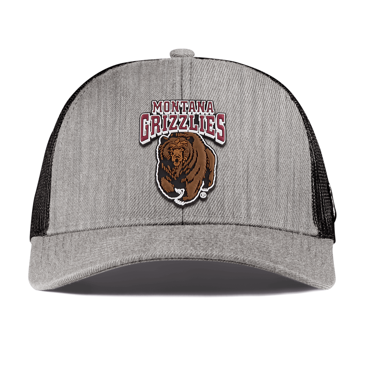 University of Montana "Montana Grizzlies Team Logo" Curved Stretch Trucker Heather Gray