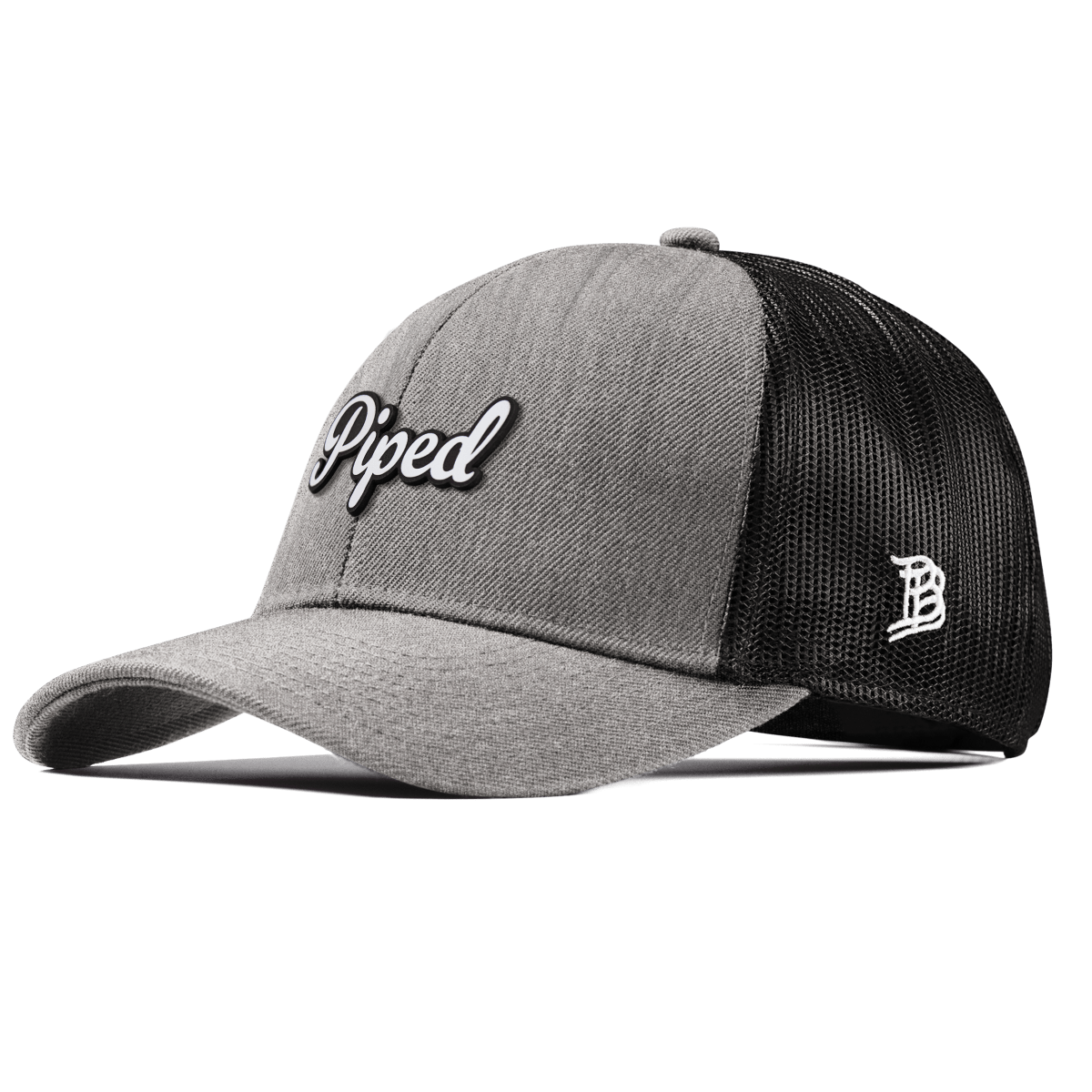 Piped Script Curved Stretch Trucker Heather Gray