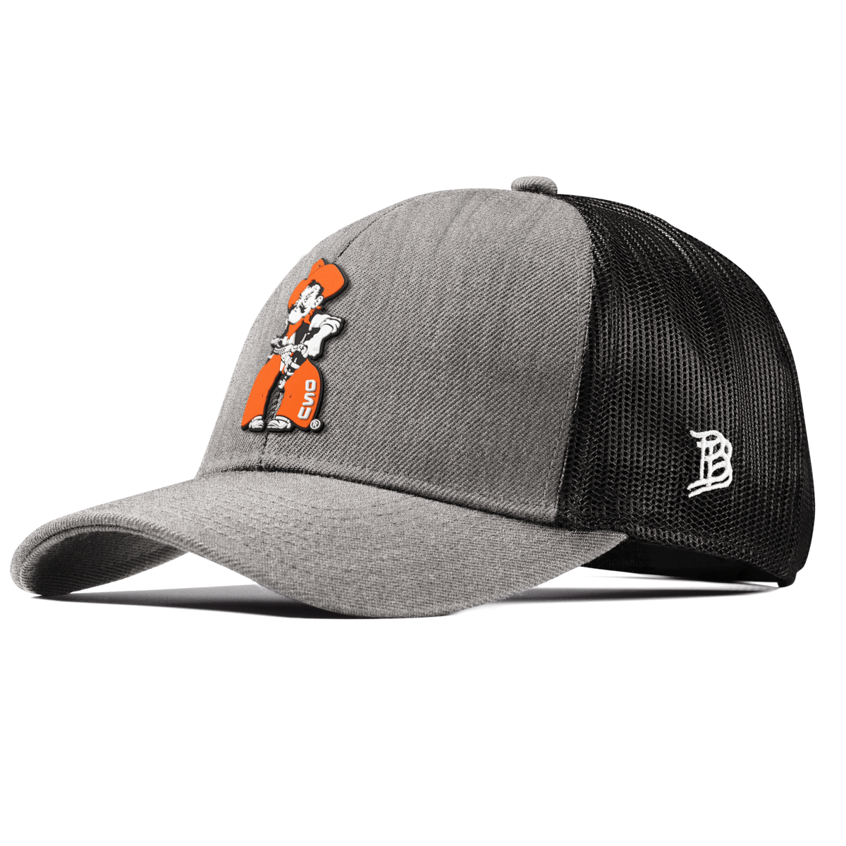 Oklahoma State University "Pistol Pete Quickdraw" Curved Stretch Trucker Heather Gray