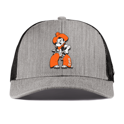 Oklahoma State University "Pistol Pete Quickdraw" Curved Stretch Trucker Heather Gray