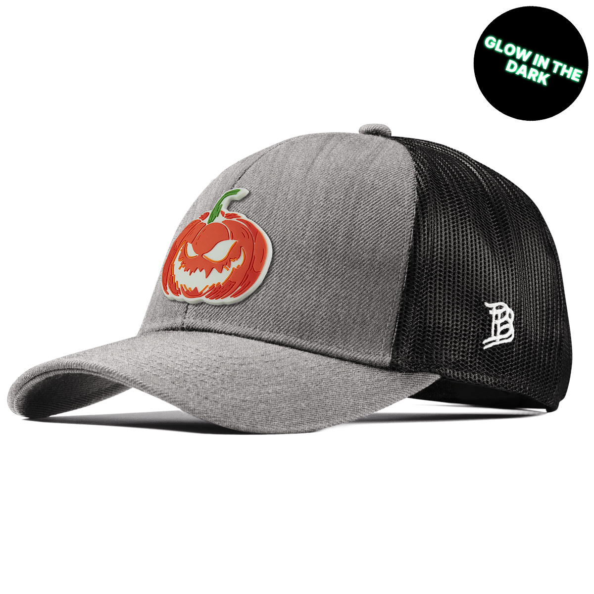 Jack-O-Lantern Glow Stretch Snapback Trucker Heather Gray