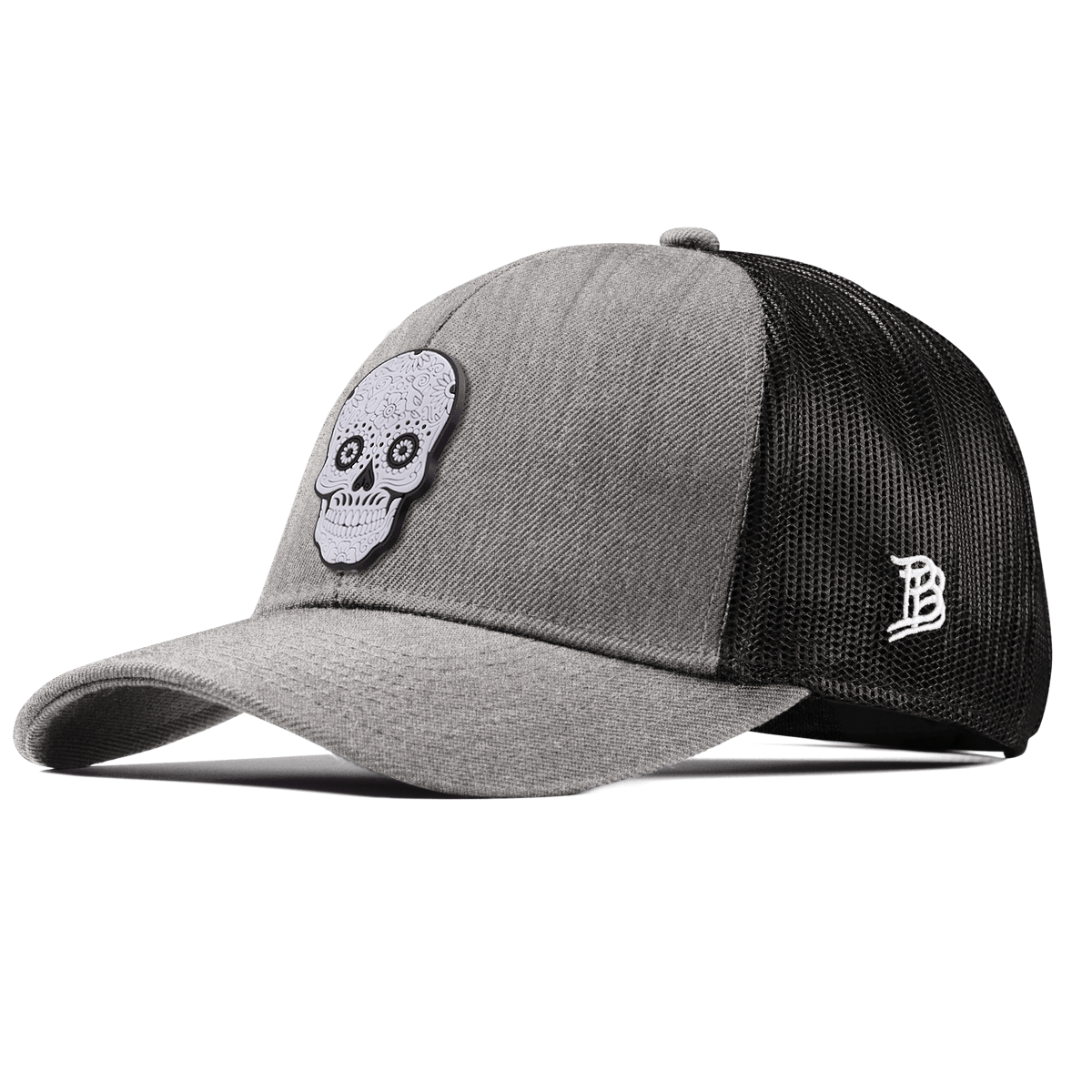 Sugar Skull PVC Stretch Snapback Trucker Heather Gray