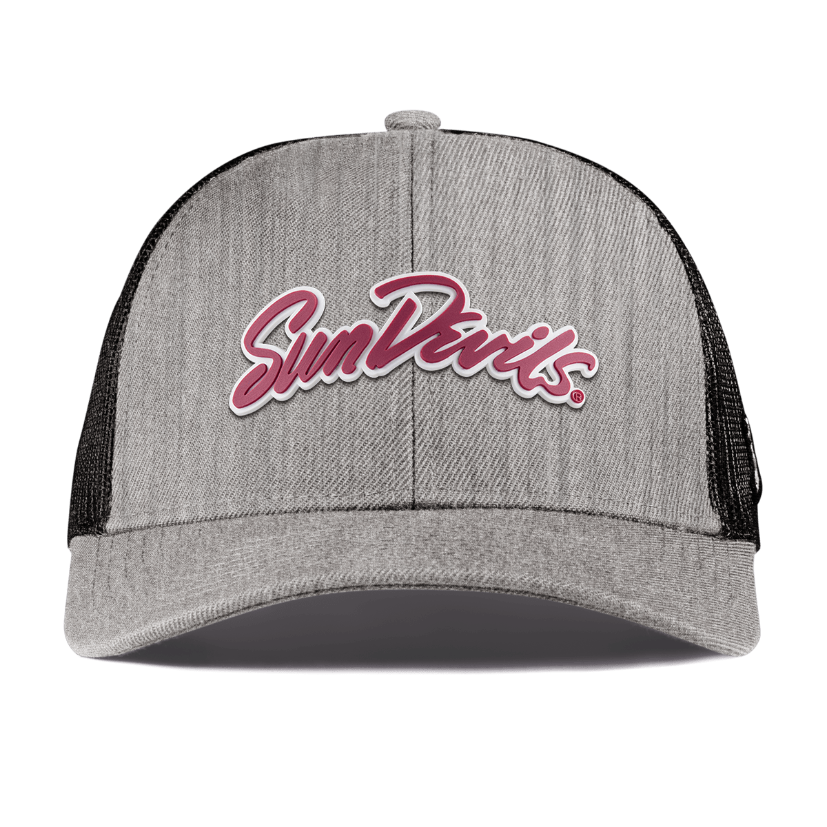 Arizona State University "Sun Devils Script" Curved Stretch Trucker Heather Gray