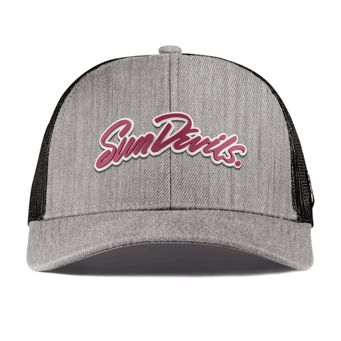 Arizona State University "Sun Devils Script" Curved Stretch Trucker Heather Gray