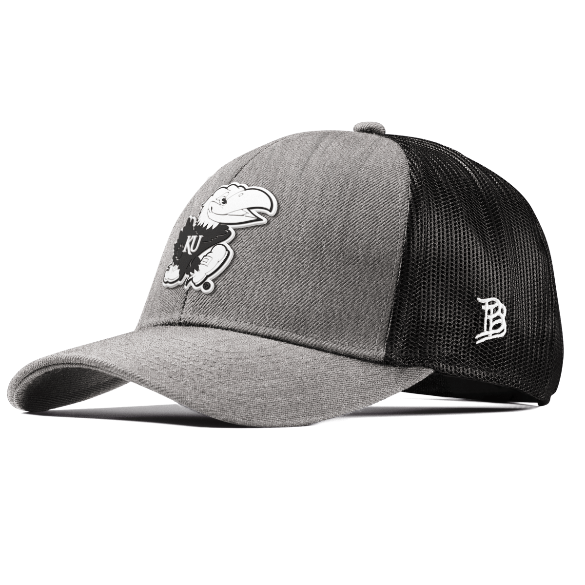 University of Kansas "Vintage Jayhawk" Curved Stretch Trucker Heather Gray