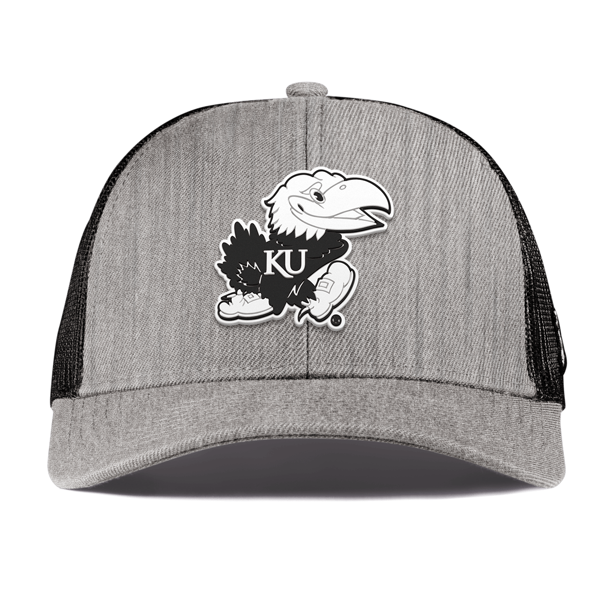 University of Kansas "Vintage Jayhawk" Curved Stretch Trucker Heather Gray