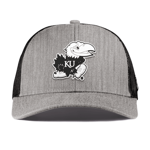 University of Kansas "Vintage Jayhawk" Curved Stretch Trucker Heather Gray